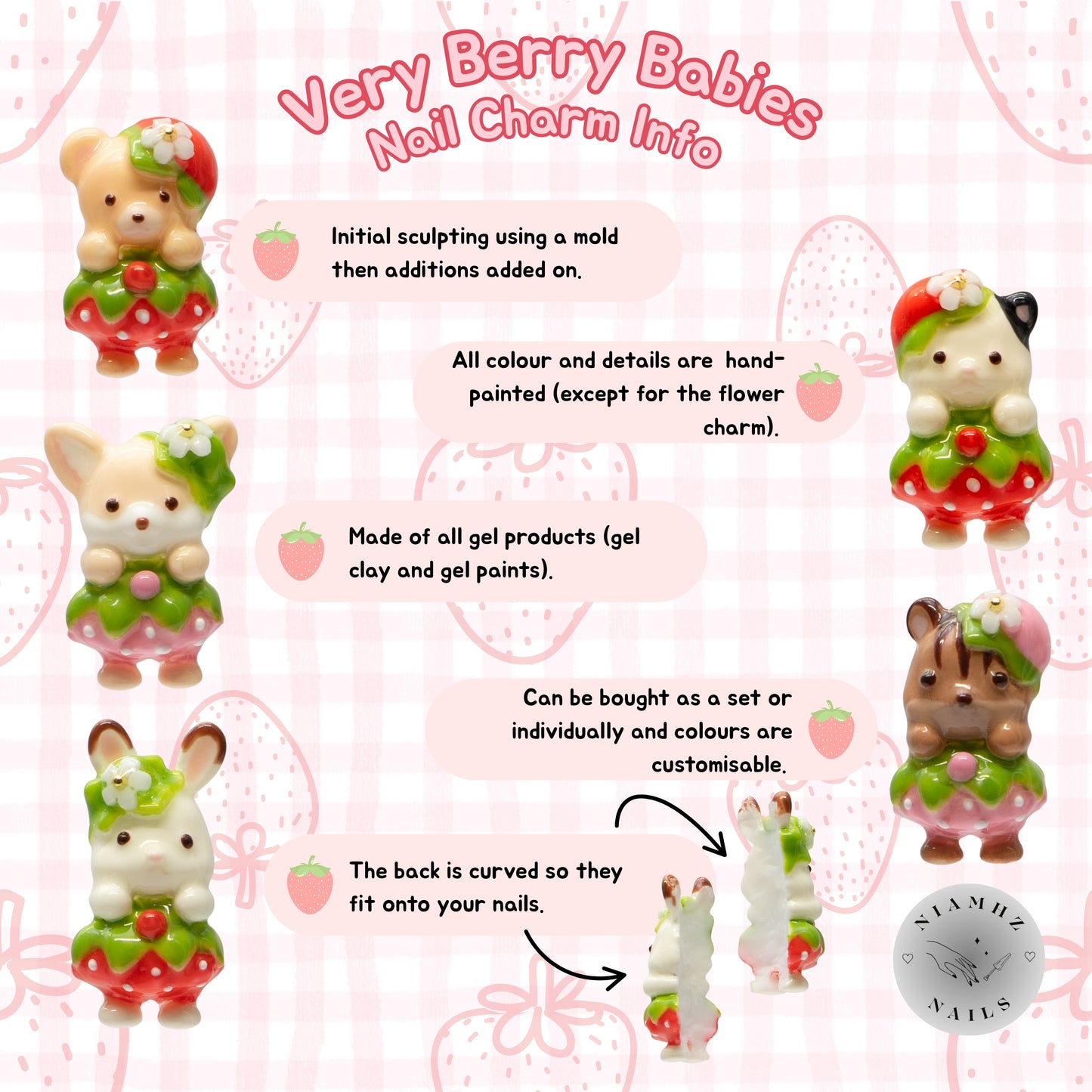 Very Berry Babies - 3D nail charms