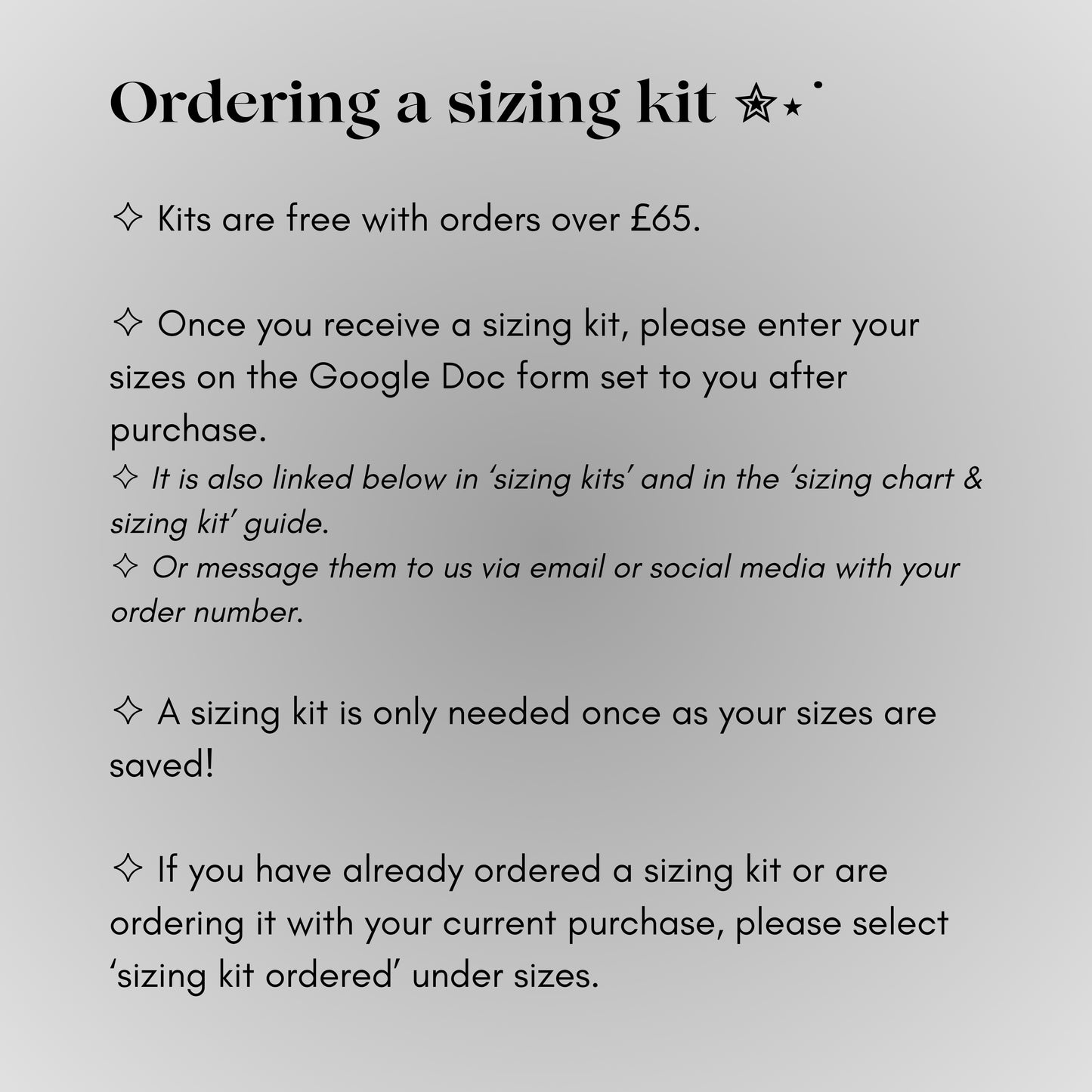 Sizing Kit