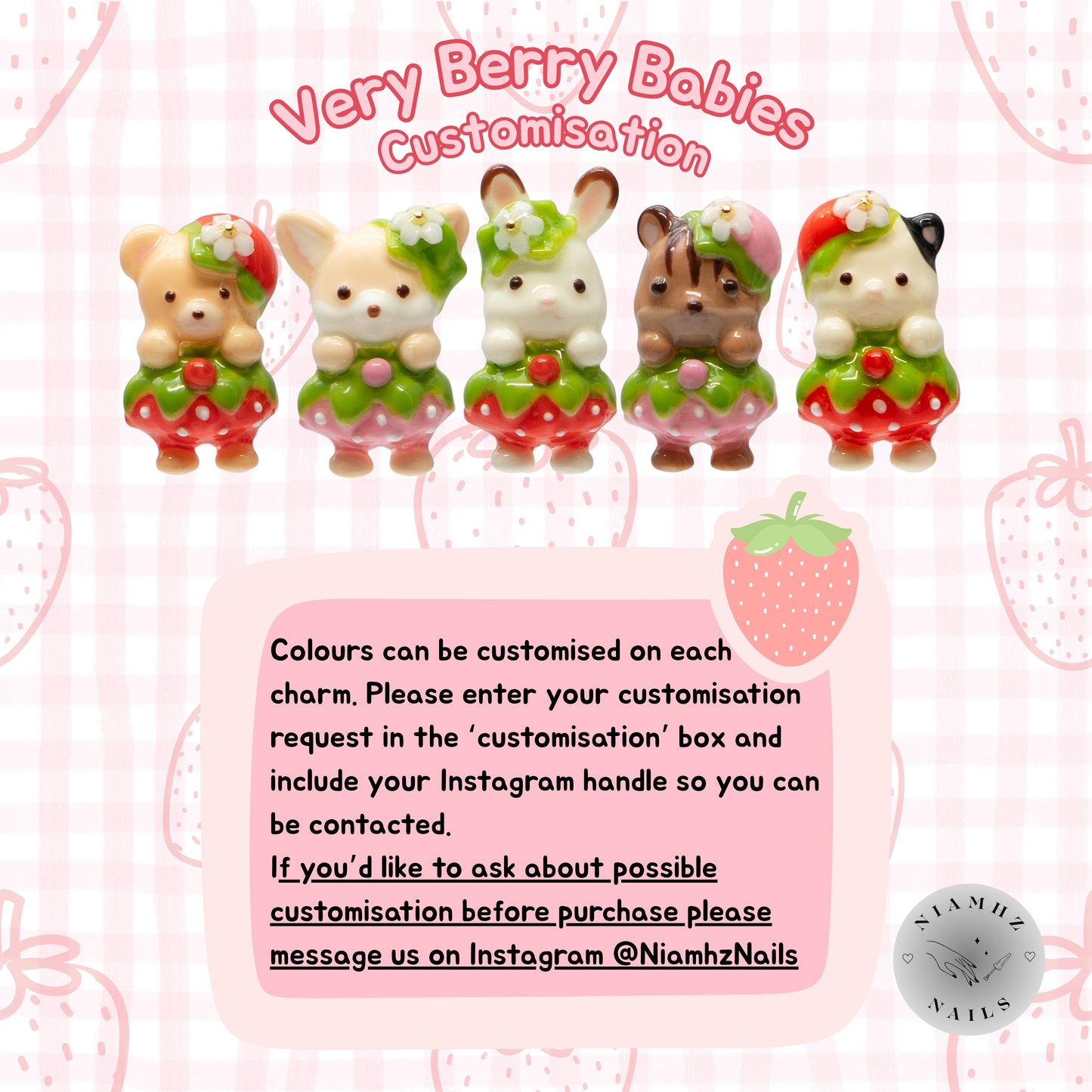 Very Berry Babies - 3D nail charms