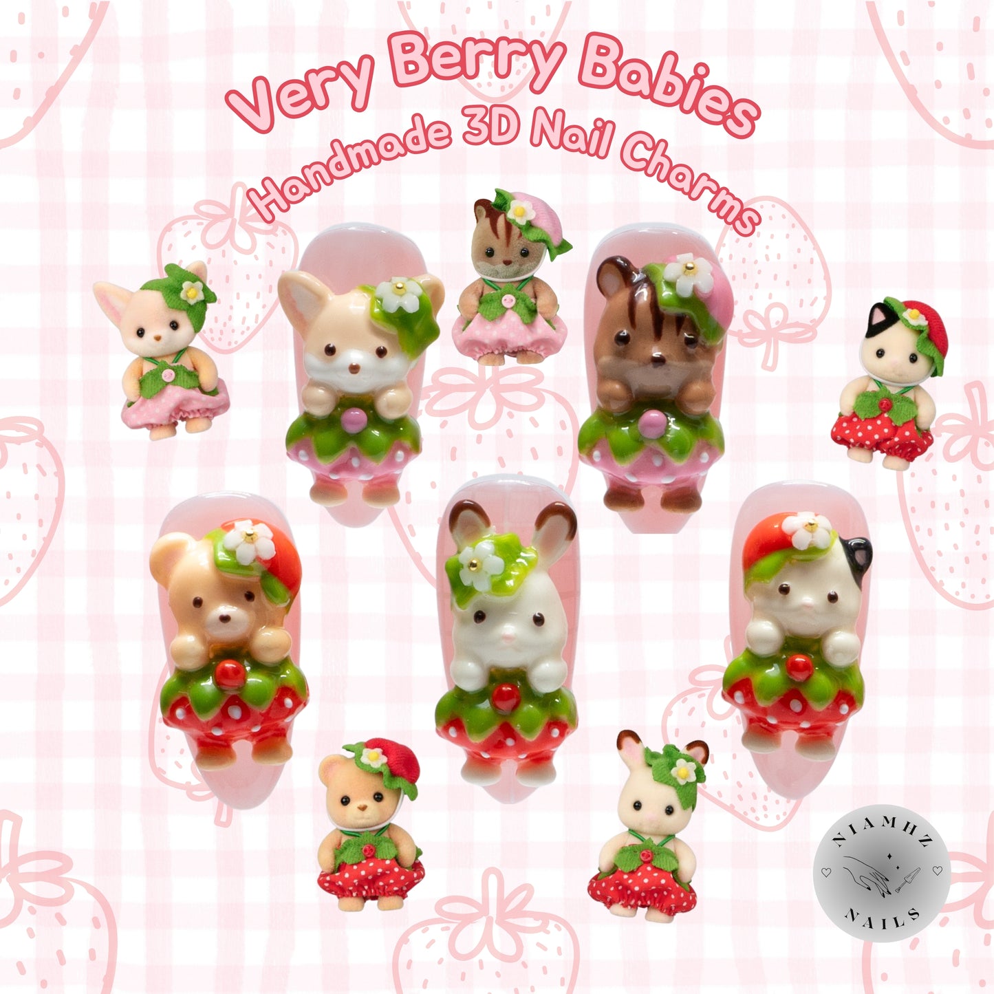 Very Berry Babies - 3D nail charms