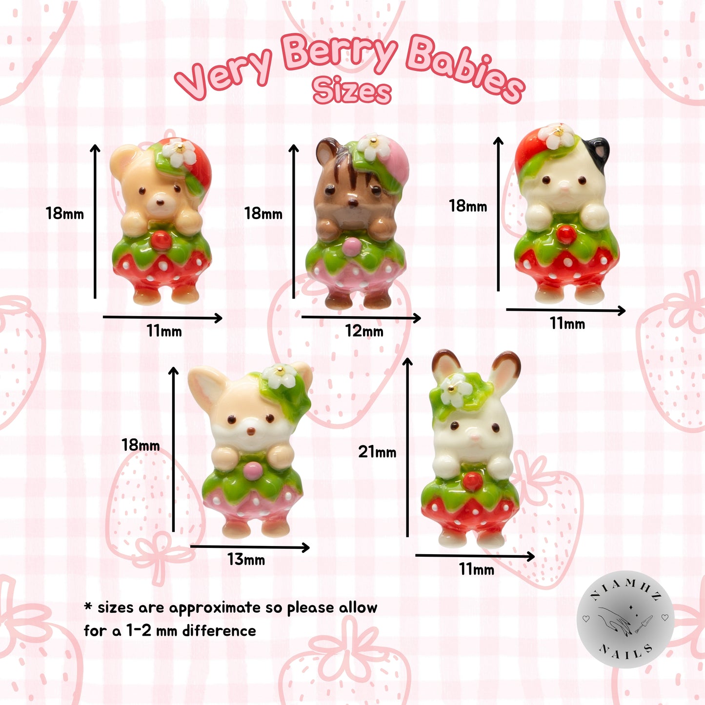 Very Berry Babies - 3D nail charms